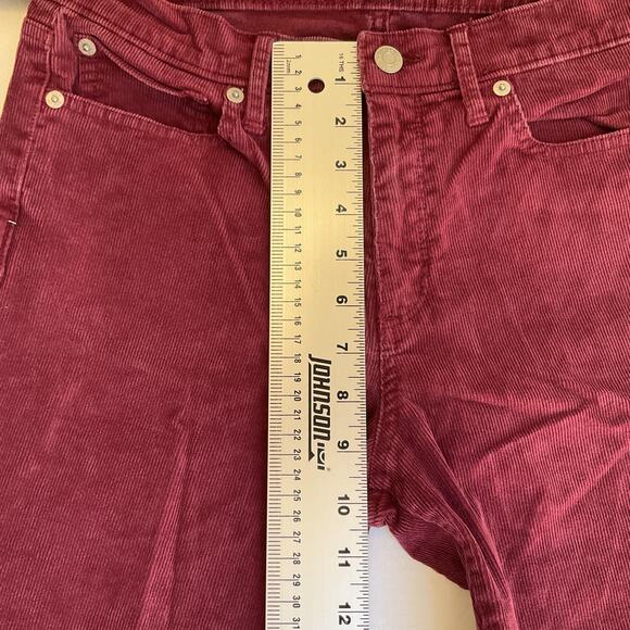 GAP Women Pants 27 TALL Burgundy Corduroy Button 32" Inseam Mid Rise Slim - Picture 8 of 11